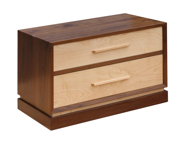 'Wrap around' bedside drawer unit in American Black Walnut and Maple