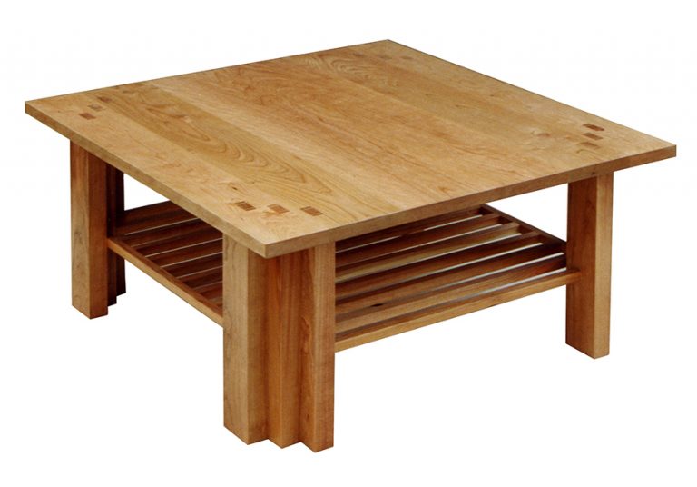 Twelve legged coffee table with rack in American Cherry
